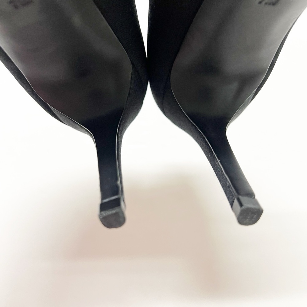 Tory Burch Aria Black Grosgrain Bow Suede Leather Pointed Toe Stiletto Heel 7M - Picture 11 of 13
